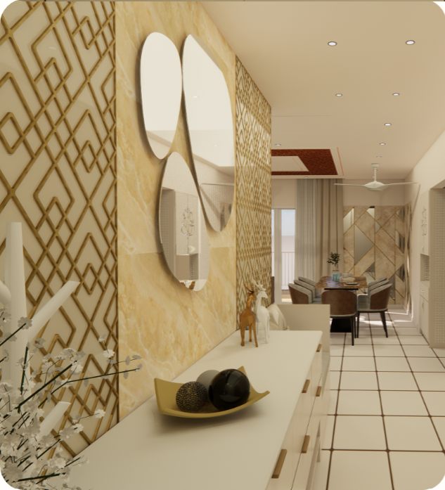 AR Constructions & Realtors seating and wallpaper planning